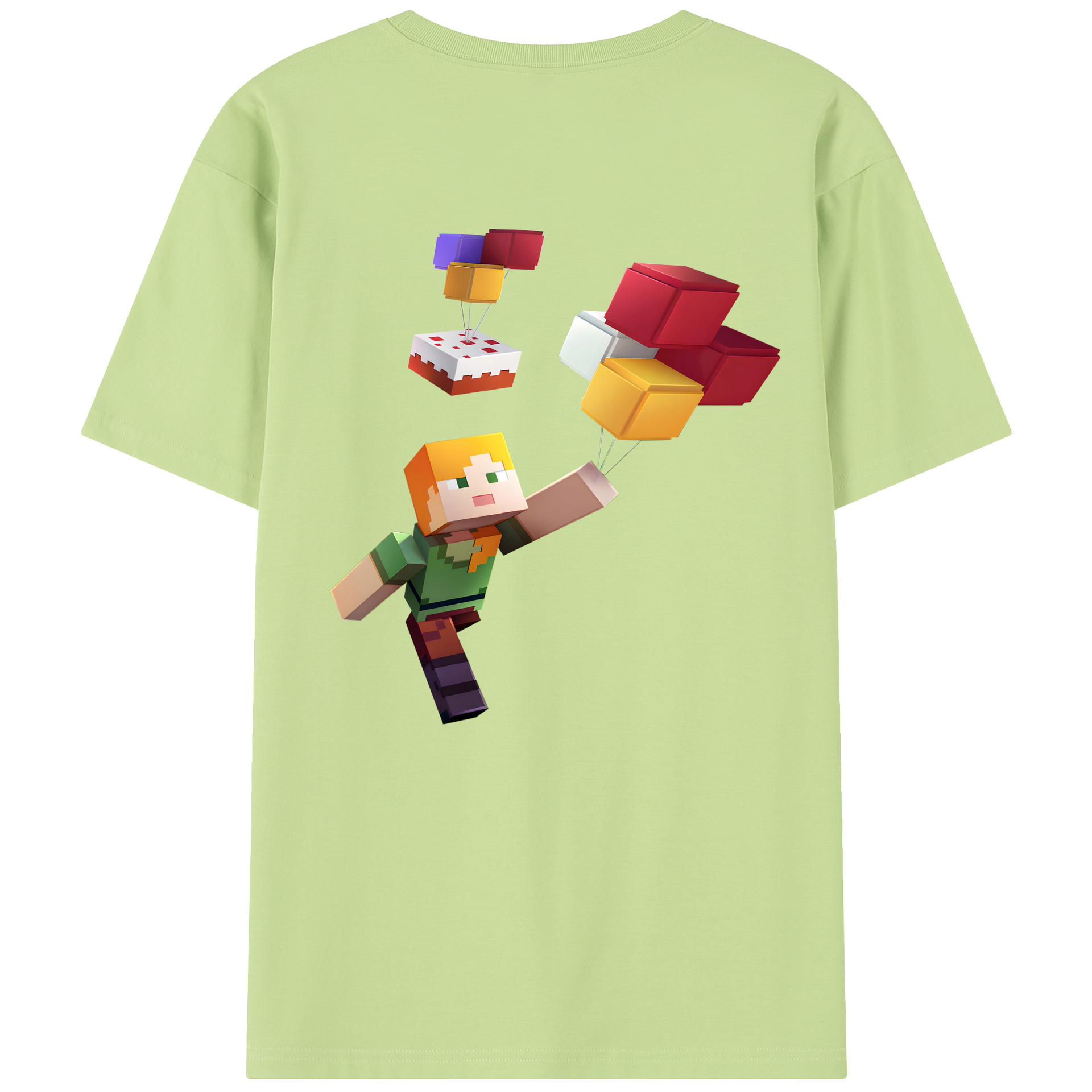 （画像用） マインクラフト ブロックの世界 Minecraft MC Block world 綿100％半袖Tシャツ（背面プリント）